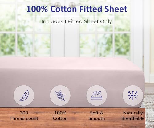 Image of ROYALE LINENS 300 Thread Count 100% Long Staple Combed Cotton Fitted Sheet Twin XL - Super Soft Deep Pocket Bottom Sheet - Fitted Sheets Only - Elastic Sheets (Twin XL, Lavender)