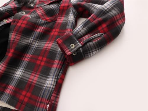Image of Gary Com Heavy Thick Flannel Plaid Jacket Sherpa Fleece Lined Hoodies for Men Zip Up Winter Warm Coat Zipper Sweatshirt