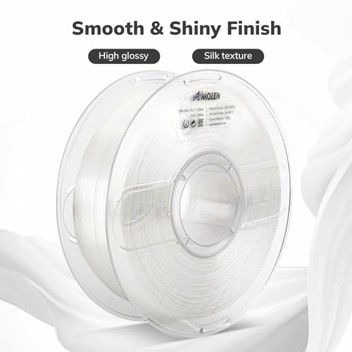Image of AMOLEN Silk PLA Filament 1.75mm 3D Printer filaments, Shiny White Filament for 3D Printing, 1kg(2.2lbs) Spool, Compatible with Most Printer(Silk White)