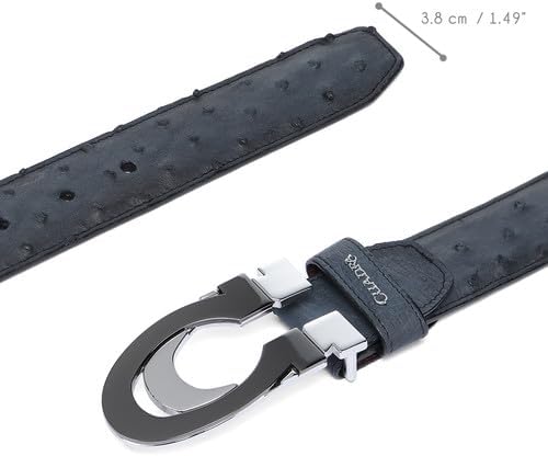 Cuadra Men's Blue Ostrich Leather Casual Belt - Image 4