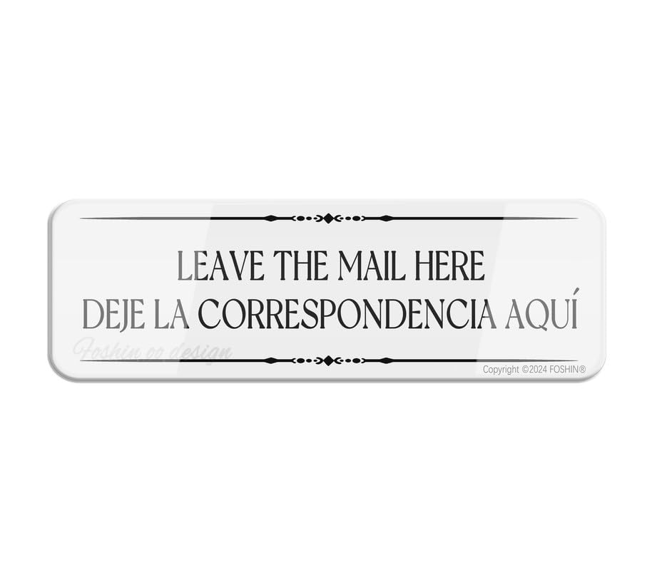 FOSHIN Leave The Mail Here-Deje La Correspondencia Aquí Bilingual Wall Or Door Sign 10 X 3 Inch With Symbols Self-Adhesive For Restaurant Salons Hotel Motel Rest Stops Public Restrooms, Acrylic1 — image 1