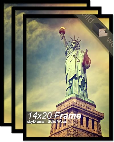 skyDrama Solid Wood 14x20 Picture Frame with Black Wood Grain 3 Packs