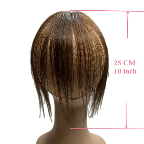 100% Human Hair Toppers Clip in Hairpieces with 3D Air Bangs Hair for Women Straight Hair Bangs Toupee Mid Part Wiglets for Mild Hair Loss (Brown) - Image 5