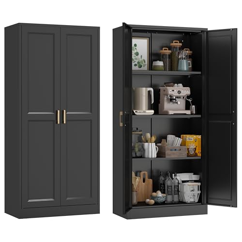 TIMELESS PIECES 60'' Kitchen Pantry Cabinet,Pantry Storage Cabinet,White Tall Kitchen