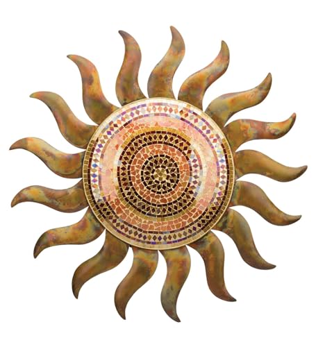 Regal Art & Gift Flamed Copper Large Metal Sun Wall Decor - 29 Inch | Indoor Outdoor Rust-Resistant Sunburst Sculpture | Eye-Catching Metal Sun Wall Art Accent for Patio, Garden, Living Room