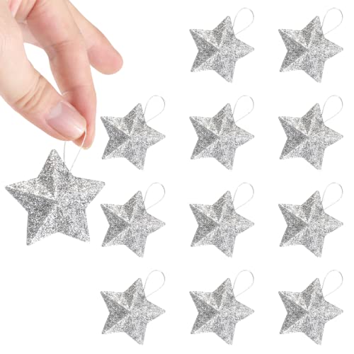 12 Sterne Deko Weihnachten,45x45mm Silber Stern Fensterdeko...