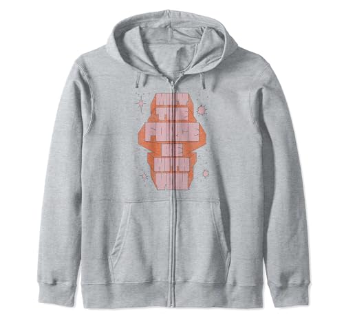Sweat Star Wars rose zippé à capuche style block text May the Force be with you