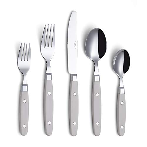 ANNOVA Retro/Rivet Buntes Edelstahl-Geschirr Küchenbesteck-Set, enthält Tischmesser, Gabeln, Löffel, Salatgabeln und Dessertlöffel (Creme, 20...