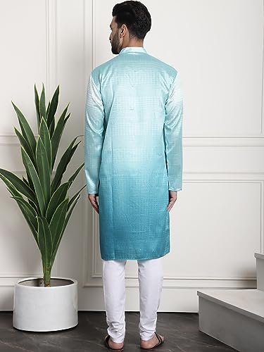 Sojanya (Since 1958 Men'S Jacquard Silk Multi Shade Sequinned Kurta With White Pyjama4