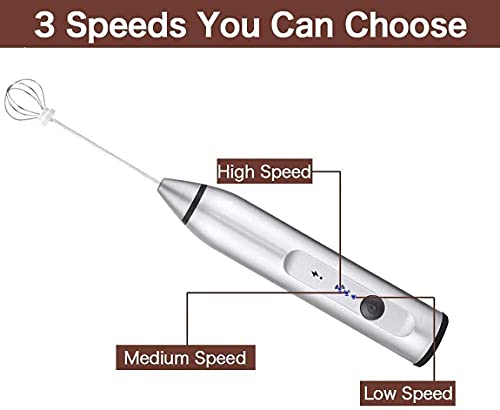 MAOGOO Handheld Foam Maker, oplaadbare melkfolie met roestvrij Whisk voor cappuccino, latte, kogelvrije koffie, keto… - Image 3