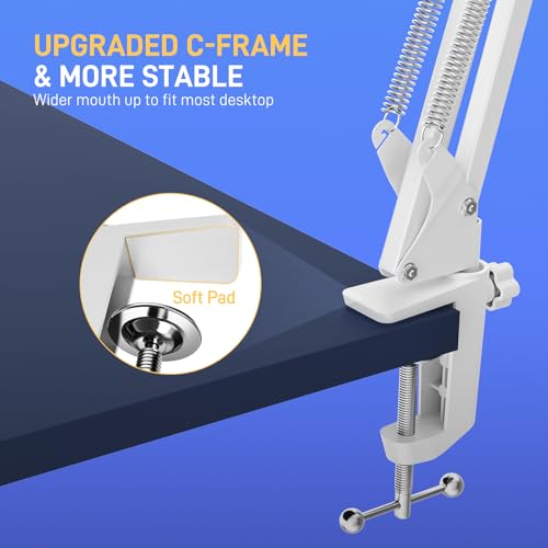 Image of MAONO Boom Arm Microphone Stand: Adjustable Metal Suspension Mic Boom Arm for Podcasting Gaming Streaming Recording,with Desk Clamp and 3 /8 inch to 5 /8 inch Screw Adapter-Max Load 1KG BA20 White