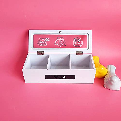pizarra 3 Compartments Bamboo System Tea Bag Storage Box Jewelry Organizer Tea Box Organizer Wood Sugar Packet Container