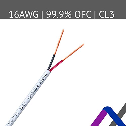 JAVEX OFC Speaker Wire [2x1,31mm2] UL-CL3 certificed for UV-Resistance [Oxygen-Free Copper 99.9%] for Theater and Audio Systems Installation, White, 15,25M