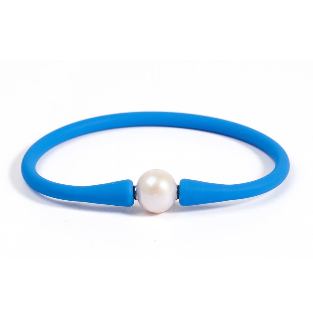MINGHANG9-11mm Silicone Edison Freshwater Pearl Bracelets,Womens Charm Bangle Jewelry,Colored Dainty Personalized Stretch Mood Rubber Bands for Men and Women 6.5'' 7'' 7.5''