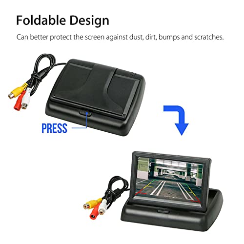 Image of 4.3 Inch Small Mini Digital Flip Down Foldable Monitor Screen for Car Truck Vehicle Rear View Reverse Parking Kits Home CCTV