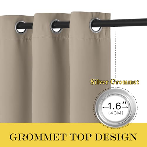 NICETOWN Blackout Sliding Glass Door Curtains, Room Darkening Thermal Insulated Curtains for Living Room Bedroom, Extra Wide Window Drapes, 1 Panel, W80 x L118, Taupe