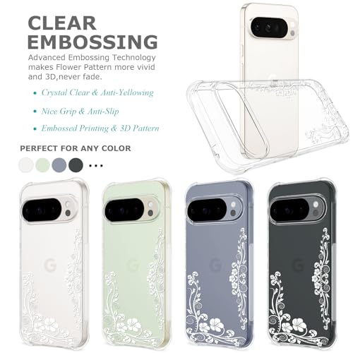 Coque Google Pixel 10 Pro XL transparente fleurs mignonnes et souples