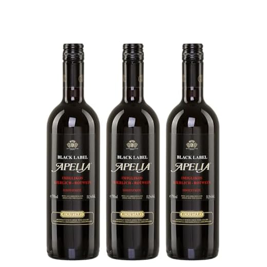 Black Label Apelia 3x 0,75l | Lieblicher Rotwein | Imiglykos | 11,5% Vol. | Kourtaki | + 1 x 20ml Olivenöl"ElaioGi" aus Griechenland
