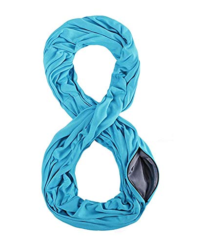 Infinity Scarf Wrap with Secret Hidden Zipper Pocket Lightweight Wrap Travel Scarf For Women Men, Blue3