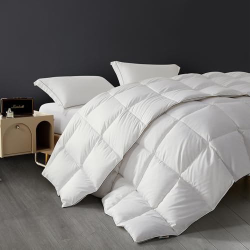 SAPHREAS Goose Down & Feathers Duvet Double Size, All Season Duvet Insert Double, Luxury Lightweight Bedding Quilts with 8 Corner Loops, White 200x200cm