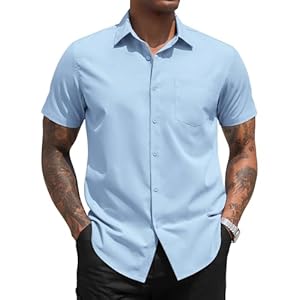 COOFANDY Men’s Short Sleeve Shirts Summer Casual Dress Shirt Regular Fit Smart Casual Button Down Shirts Plain