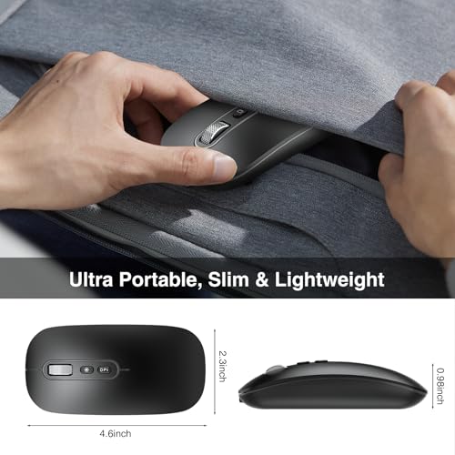 cimetech Bluetooth Maus Kabellos (Dual Mode: BT5.1+ 2.4G) Wiederaufladbare Mouse Stille Slim Funkmaus für MacBook Pro/Air/Mac/iPad/Laptop/Desktop/Mac/PC/Computer 4