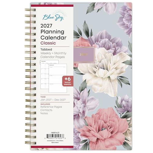 Blue Sky 2027 Weekly and Monthly Planner Calendar, January 2027 - December 2027, 5" x 8", Flexible Frosted Cover, Laminated Tabs, Durable Twin Wire Binding, Tula