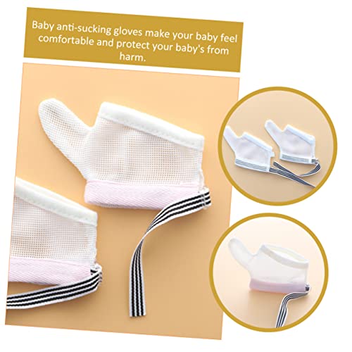 Sosoport 2pairs Mitts Stop Sucking Thumb Sucking Gloves for Boys and Girls Boy Girl Soft Breathable3