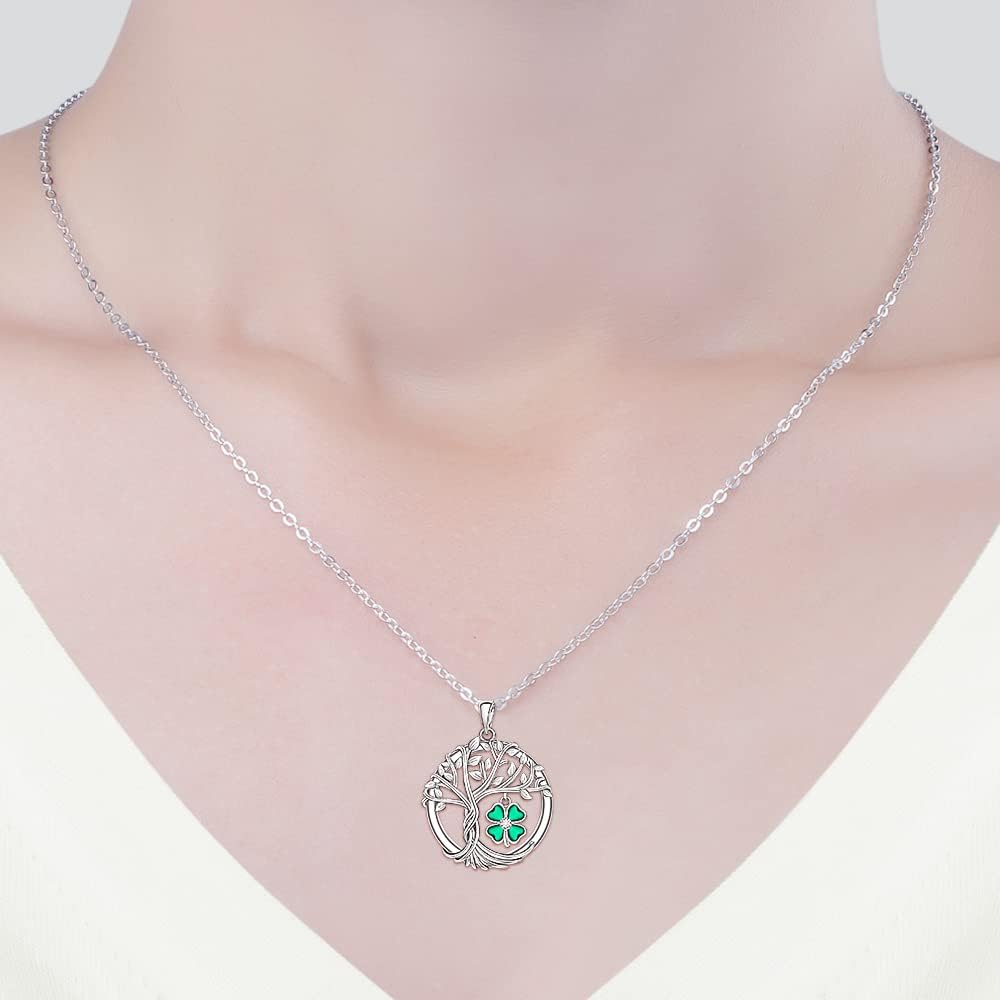 Shamrock Necklace St Patricks Day Necklace Clover Tree of Life Shamrock Pendant Sterling Silver Luck Celtic Irish Green Jewelry Gifts - Image 3