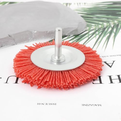 Image of 2pcs Abrasive Nylon Wheel Brush 75mm Nylon Round Brush 6mm Shank 80# Nylon Cup Brush for Rust Corrosion Paint Removal for Remove Metal Wood Hard Plastic Burrs