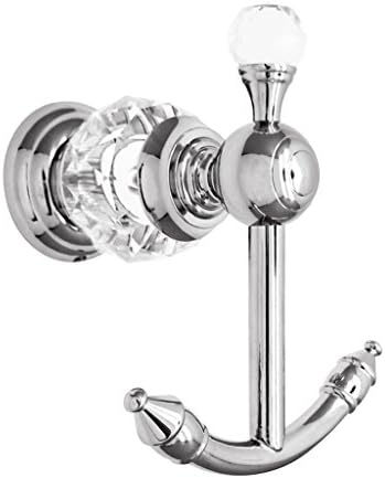 Kabter Crystal Series Brass Bathroom Towel Coat Hook, Polished Chrome