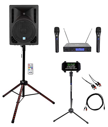 Rockville 10" Karaoke Machine System w/LED Stand+Bluetooth+Dual Wireless Mics