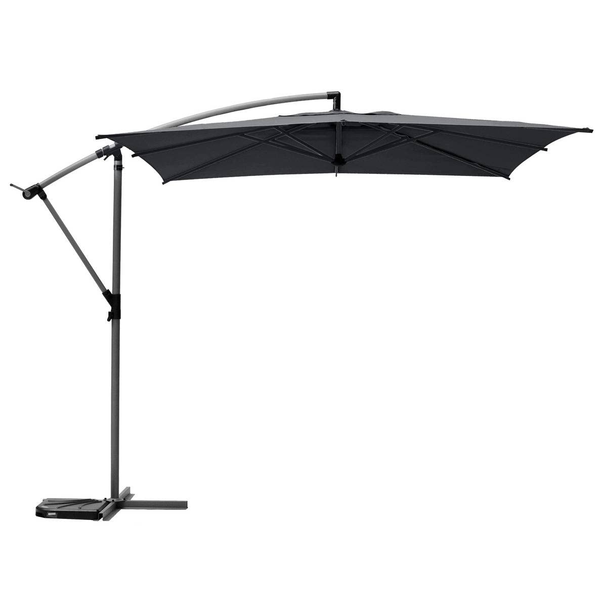 Hespéride Parasol Déporté Carré Manoa Ardoise 2,5 x 2,5 m – Anti-rouille, rotation 360°, protection Soleil et intempéries