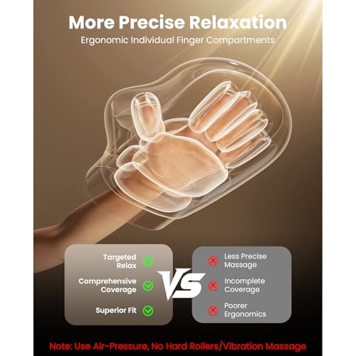 Image of BOB AND BRAD Hand Massager with Heat and Compressions, Individual Fingers, FSA-HSA Eligible, Portable HandSpa Prime Hand Massager for Arthritis and Carpal Tunnel, Pain Relief, Birthday Gifts