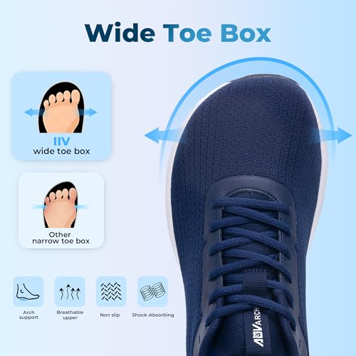Image of IIV Mens Walking Shoes with Arch Support Wide Toe Box Tennis Sneakers Plantar Fasciitis Running Shoes