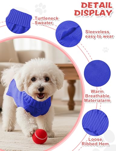 Image of Dog Sweaters for Small Medium Large Dogs Cats, Soft Warm Turtleneck Pullover Solid Cable Knit Fleece Stretch Pet Clothes,Classic Fuzzy Coat for Puppy Girl Boys for Fall Winter Cold Weather