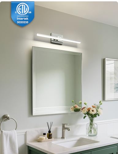 Image of NIORSUN 24 Inch Modern Bathroom Light Fixture, 14W 5CCT Dimmable LED Chrome Bathroom Vanity Lights Over Mirror, Vanity Lights for Bathrooms Restroom Mirror- ETL Certified