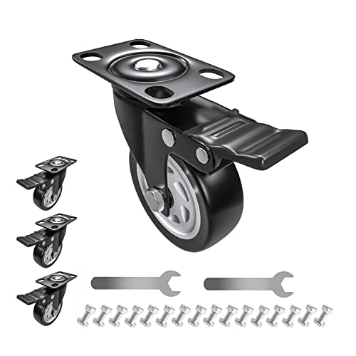 Amminle Lot de 4 roulettes pivotantes ultra résistantes - Noise Castor - Avec double verrouillage - Pour établi de meubles Cover