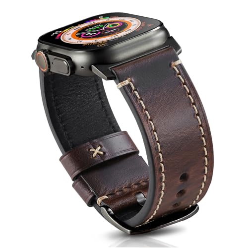 Bracelet en cuir pour Apple Watch 45mm homme style rétro chic