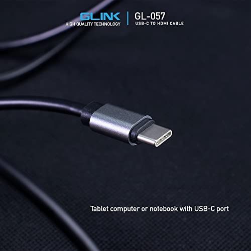 Image of G-Link GL057 USB 3.1 Type C to HDMI 1080P HDTV Mirroring & Charging Cable, Digital AV Video Adapter for Android Smartphone to TV, Projector, Monitor Upto 4K UHD (1.8 MTR /6FT) Black