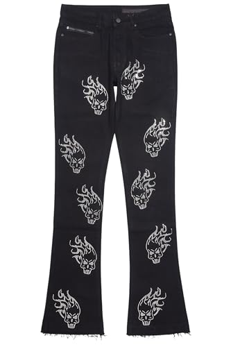 Men's Yari Rhinestone Stacked Flare Jean2