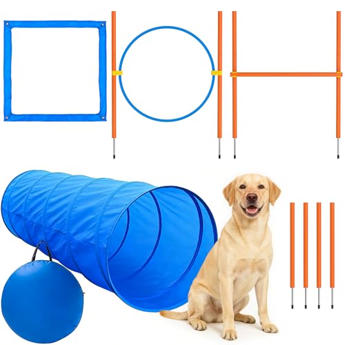 XiaZ Dog Agility Course Backyard Set, Dog Obstacle Course Training Starter Kit Pet Outdoor Game with...