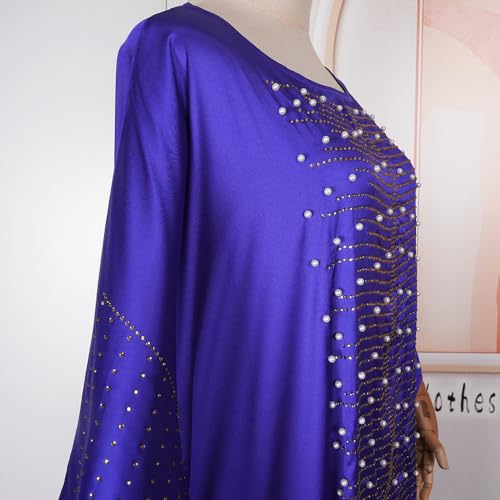 Image of HD African Dresses for Women Fashion Beading Rhinestone Kaftan Maxi Dress