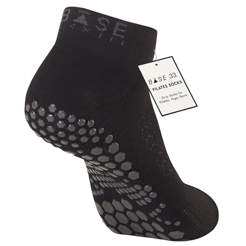 Image of Base 33 Low Rise Grip Socks - Pilates Socks with Non-Slip Grips, Arch Band Support, Wear for Yoga, Barre, Martial Arts