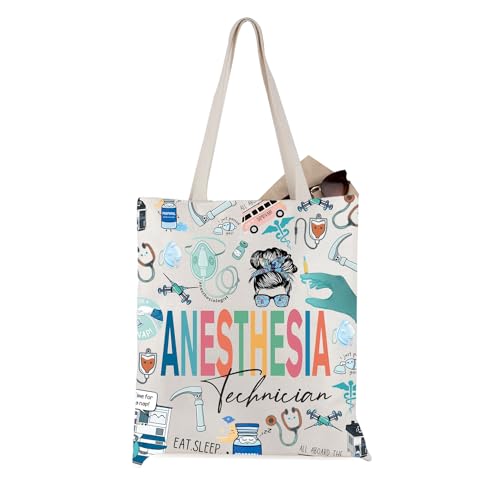 Anesthesia Technician Gift CRNA Anesthesia Tech Week Gift Canvas Tote Bag (Anesthesia Tech)