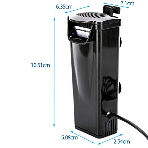 Emmawu Turtle Filter Small Tank Filter Low Water Level Aquarium Filter Submersible Turtle Reptiles Amphibian Fish Shrimp Frog Crab Tank Filter (200L/H) (Black) #TOP3