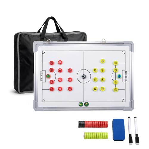 Football Tactics Board Magnetic Double-Sided Football Coaching Board with Magnets Dry Erase Football Whiteboard for Coaches Portable Magnetic Tactic Board for Training & Match Strategy