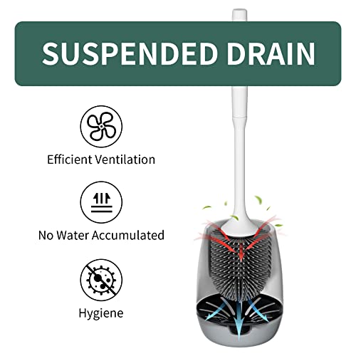 Hibbent Toilet Brush with Ventilated Drying Holder, Silicone Toilet Bowl Brush Bathroom Cleaning Bowl Brush Kit Sturdy Cleaning Toilet Brush, Floor Standing & Wall Mounted Without Drilling, Black by Hibbent - Image 7