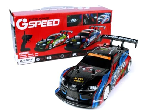 Image of RC Drift Car 1 /14 Scale, 4WD Remote Control Racing Car, 20+ MPH High Speed with LED Lights, 2.4GHz Rechargeable Hobby Drift Car, Multi Color RC Car for Boys & Adults