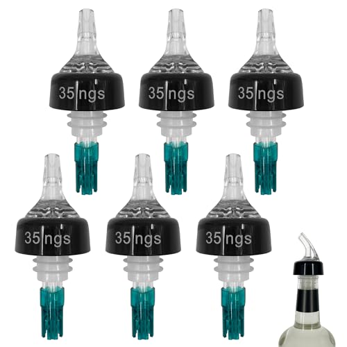 Chabrias Ltd 6 Pack 35ml Clear Spirit Measure Bottle Pourers UK Made Spirit Pourers UK Made, Not Government Stamped, Quick Shots, Wine, Cocktails, Essential Home Bar Accessories